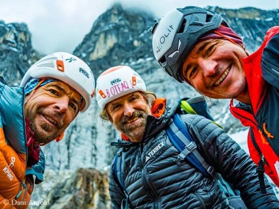 Dani Arnold, Alexander Huber, and Simon Gietl (from left to right)