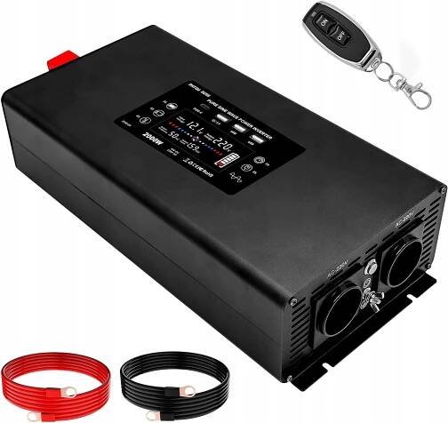 Měnič napětí 2000 W 12 V na 230 V solární energie s čistým sinusovým vlnovým proudem Vstupní napětí 12 V