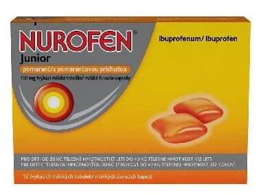 Nurofen Junior Pomeranč 100mg 12 žvýkacích tobolek