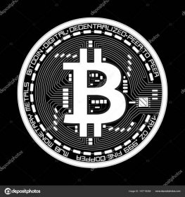 Crypto currency bitcoin black and white symbol 167718358