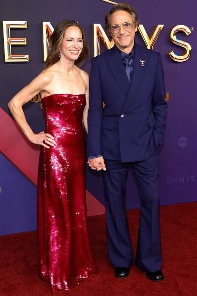 Susan Downey and Robert Downey Jr. attend the 76th Primetime Emmy Awards at Peacock 