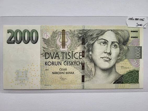 2000 Korun 2007 /F39 000006/ - UNC-/0 MIMOŘÁDNÉ ČÍSLO 000006 Čti popis