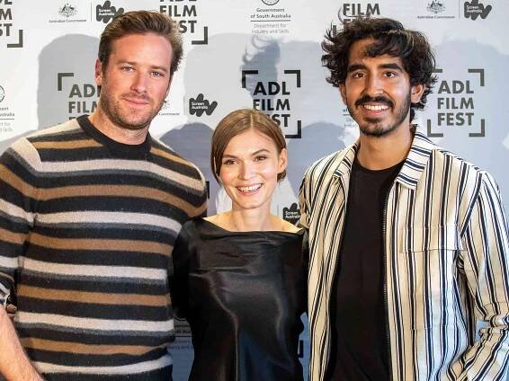 Armie Hammer, Tilda Cobham-Hervey and Dev Patel during a media call ahead of the Hotel Mumbai Australian Premiere on October 10, 2018 in Adelaide, Australia.