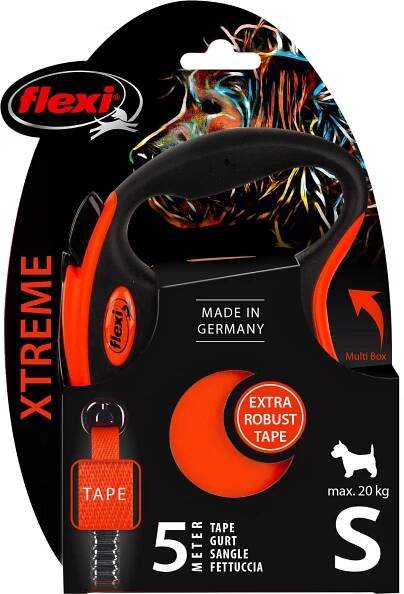 Vodítko FLEXI Xtreme – pásek – oranžová 5 m (S) 3