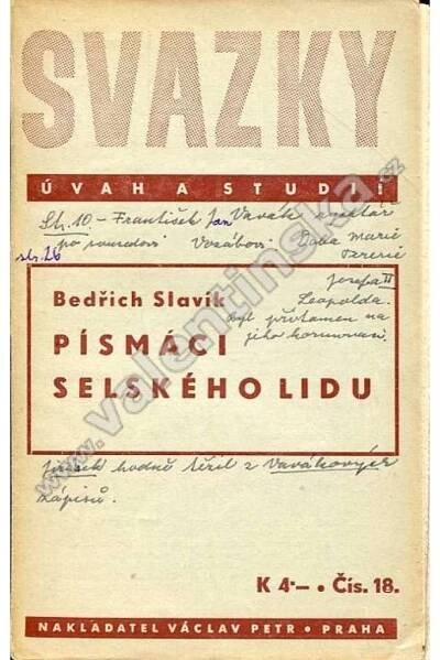 Písmáci selského lidu - Antikvariát Valentinská