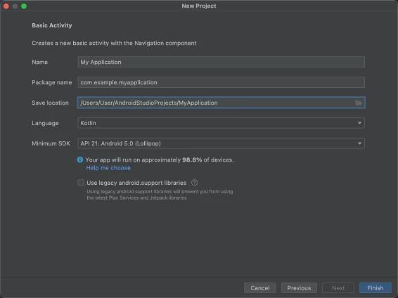 Configure your new project with a few settings.