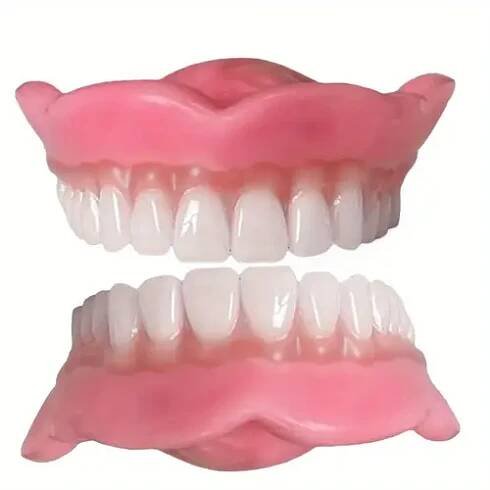 realistic natural pink white dentures soft teeth replacement for men women   for   adults all face shapes ideal for everyday special occasions parties birthdays holidays affordable dental prosthetics cosmetic       dentalware party accessories