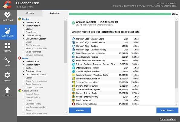 Speed of ccleaner