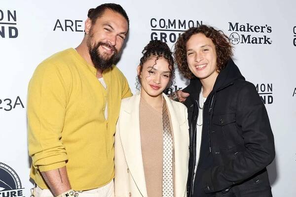 Jason Momoa, Lola Iolani Momoa and Nakoa-Wolf Momoa attend the Los Angeles special screening of "Common Ground" at Samuel Goldwyn Theater on January 11, 2024 in Beverly Hills, California