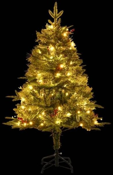Vánoční stromek s LED a borovými šiškami zelený 120 cm PVC a PE