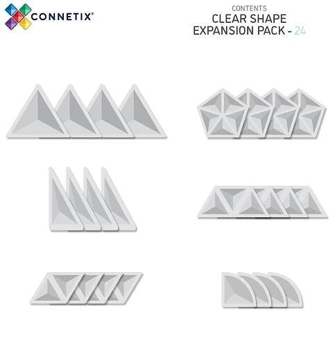 Connetix Tiles - Magnetická stavebnice Průhledná Shapes Expansion 24 ks