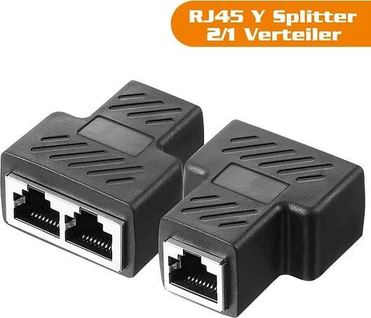 CAT 6a LAN Y Splitter 1 auf 2 Verteiler RJ45 Adapter Produktbild 
