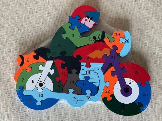 Dřevěné puzzle - motorka silniční | Dřevěný svět hraček