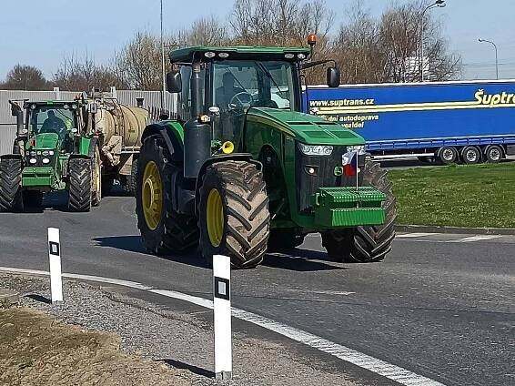 Protestující zemědělci v Havlíčkově Brodě