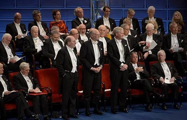 All three Chemistry Laureates at the stage