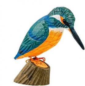 Dřevěný dekorativní ptáček - Ledňáček říční