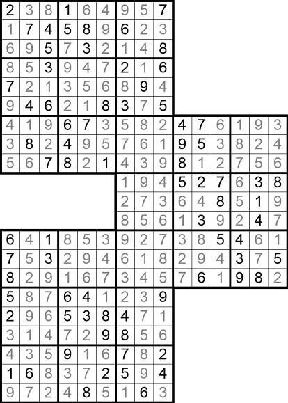 Sudoku Triatlon B - potěší i náročnější luštitele klasických sudoku