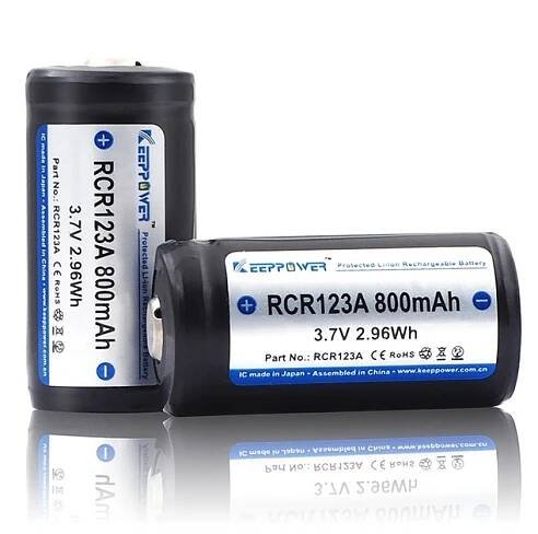 2× Akumulátor Lithium-ionový 16340 KEEPPOWER RCR123A 800mAh Li-ION 3,7V 1/2A