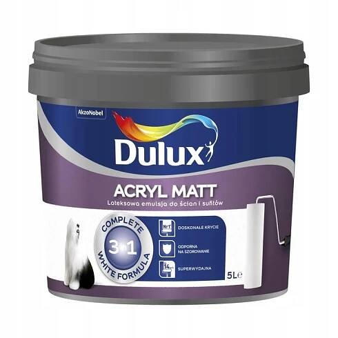 Dulux Acryl Matt bílá barva na stěny a stropy 5L