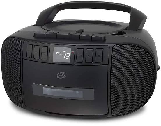 GPX BCA209B Portable Am/FM Boombox with CD and Cassette Player, Black