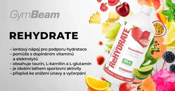 Iontový Hypotonický nápoj ReHydrate HYDRATACE, GymBeam, 1000ml, pomeranč Počet porcí v balení 130