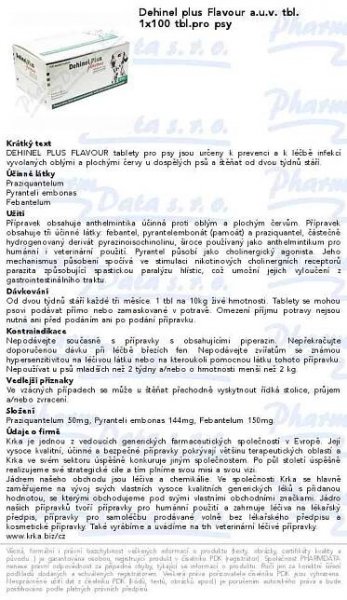 Dehinel plus Flavour 100 tbl.pro psy | SOS lékárna online, internetová lékárna, léky