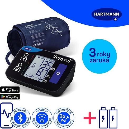 HARTMANN Veroval Compact + Connect s AFIB a Bluetooth připojením, 3 roky záruka