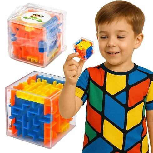 LOGICKÁ HRA mini KOSTKA 3D CUBE KULIČKOVÝ LABYRINT ZRUČNOSTNÍ stimulující