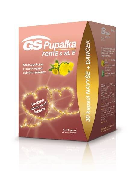 GS Pupalka FORTE s vitamínom E, 70 + 30 kapsúl - darček 2020