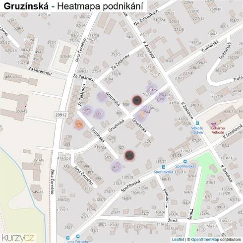 Mapa Gruzínská - Firmy v ulici.