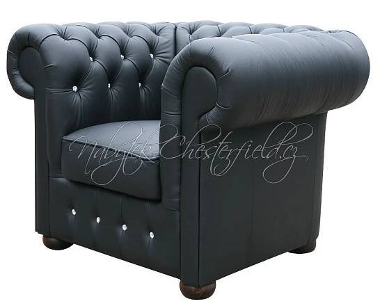 Křeslo chesterfield s krystaly Classic přírodní kůže