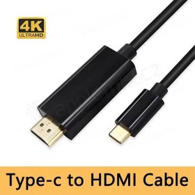 Kabel USB-C / HDMI - propojovací - zlaté kocovky - podpora 4K -1,8m - černý