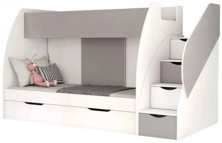 Patrová postel Marcinek 80x190 bílý / šedý Idczak meble