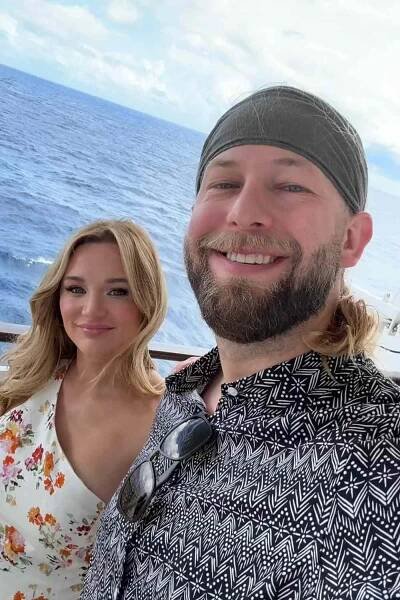 Hunter King and fiancé Chris Copier on the Hallmark Channel's Christmas Cruise.