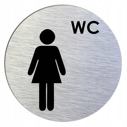 Stříbrná kulatá dámská WC cedulka 10 cm