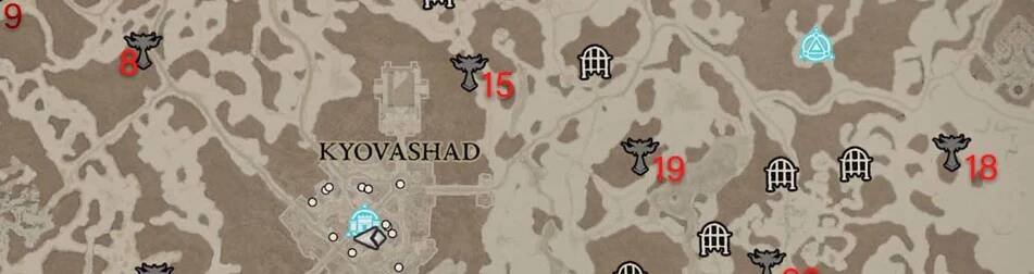 Mapa: Všechny Oltáře Lilith ve Fractured Peaks