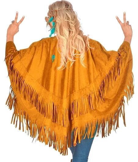 Indiánské/Hippie pončo hnědé