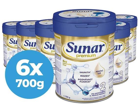 Sunar Premium 2 pokračovací mléko 6x700 g