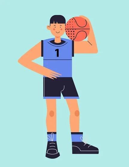 The guy is a basketball player. A guy dressed in a sports uniform holds a basketball. Vector illustration. — Ilustrace