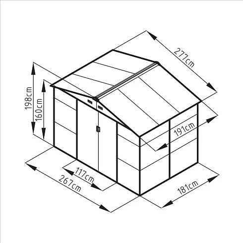 Obrázek galerie pro produkt G21 GAH 529 šedý Plechový zahradní domek + AKCE | na nářadí, 2,7 x 1,9 m