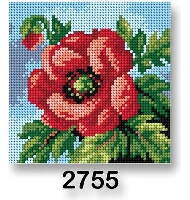 VTC Vyšívací předloha 70244 2755 vlčí mák červená 15x15cm