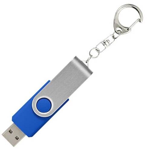 Twister stříbr.-stř. modrý USB flash disk,přívěsek,4GB