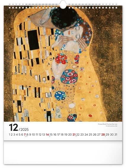 Nástěnný kalendář Gustav Klimt 2025, 30 × 34 cm | PRESCO.CZ