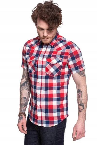 LEE SS WESTERNOVÁ PÁNSKÁ KOŠILE KRÁTKÝ RUKÁV LOGO XL Výška 188 cm