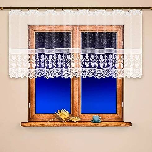 Olzatex žakárová vitrážová záclona KYTICE 4618, bílá výška 60cm (v metráži)