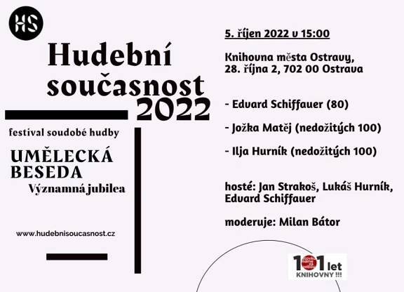 Umělecká beseda na téma Významná jubilea - festival Hudební současnost - Knihovna města Ostravy – Žijeme knihami – žijte s námi