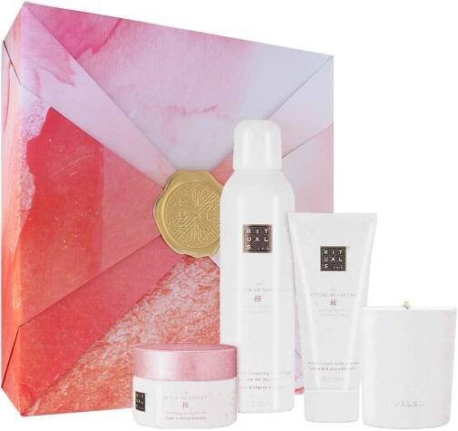 Rituals The Ritual Of Sakura 4 Renewing Bestsellers sprchová pěna The Ritual Of Sakura 200 ml + tělový peeling The Ritual Of Sakura 125 g + tělový krém The Ritual Of Sakura 100 ml + vonná svíčka pro