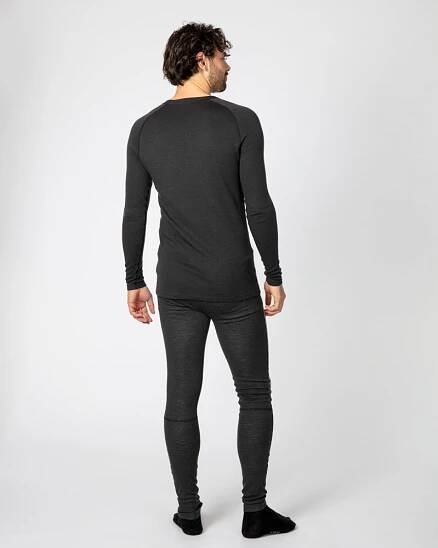 Pánské - Trička s dlouhým rukávem - Bula Geo Merino Wool Crewe DGrey | Merino sport