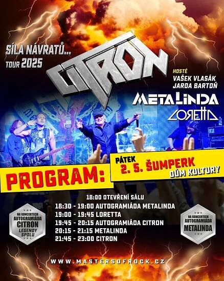 Úspěšné turné „Síla Návratů 2025“ legendárních CITRON, METALINDA a LORETTA | PRAGOKONCERT BOHEMIA, a.s.