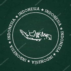 Unduh - Ilustrasi — Segel karet kapur putih dengan peta Republik Indonesia pada papan tulis hijau. Segel karet Grunge dengan garis besar negara, ilustrasi vektor .